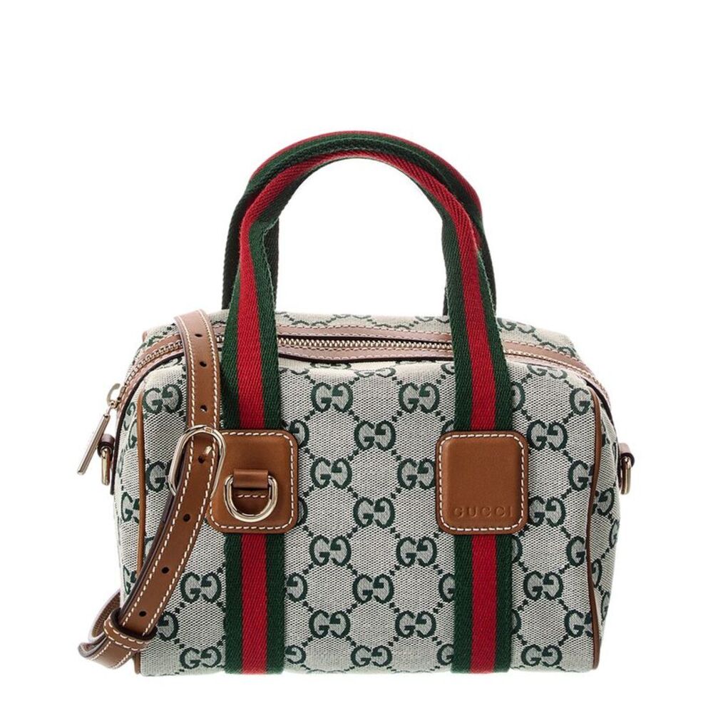 Gucci Mini Gg Canvas & Leather Handbag, Green